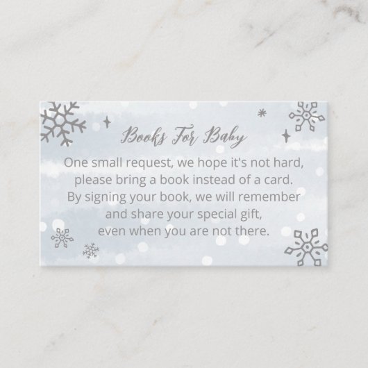 かわいい雪片ベビーシャワーベビー エンクロージャーカード (正面)