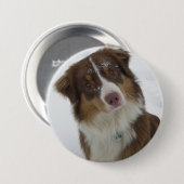 かわいい雪犬 缶バッジ (正面&裏面)