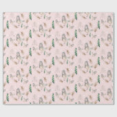 かわいい雪雀の水彩手絵を描 ラッピングペーパー (フラット)