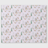 かわいい雪雀の水彩手絵を描 ラッピングペーパー (フラット)