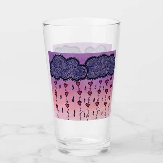 かわいい雲とハートアート タンブラーグラス (正面)