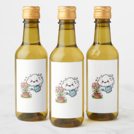 かわいい雲と花 S ワインラベル