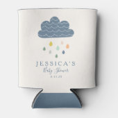 かわいい雲と雨の滴を青い赤ちゃんシャワー 缶クーラー (正面)