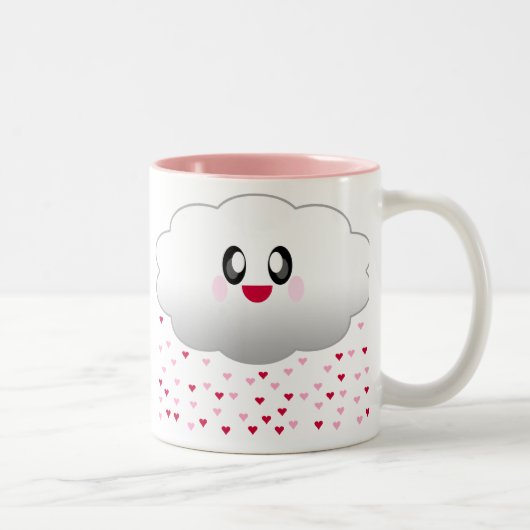 かわいい雲に雨のハートの愛 ツートーンマグカップ (右)