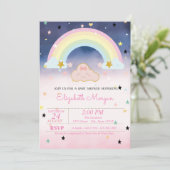 かわいい雲のグラデーション虹星空ベビーシャワー 招待状 (スタンド正面)