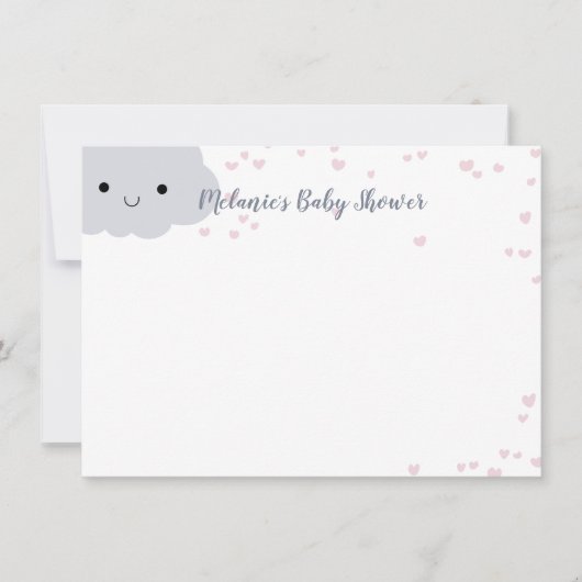 かわいい雲のハート ベビーシャワー オーダーメイド ステーショナリー 招待状 (正面)
