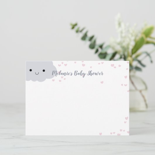 かわいい雲のハート 赤ちゃん歓迎会 カスタムステーショナリー 招待状 (スタンド正面)