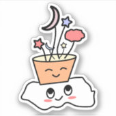 かわいい雲の植木鉢ビニールステッカー シール (正面)