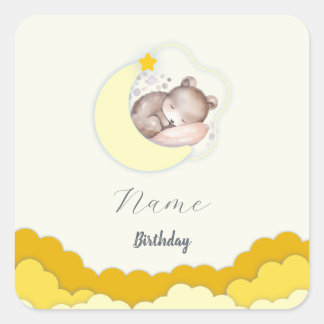かわいい雲の誕生日パーティーの装飾 スクエアシール