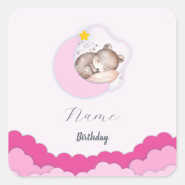 かわいい雲の誕生日パーティーの装飾 スクエアシール