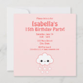 かわいい雲の誕生日 招待状 (裏面)