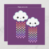 かわいい雲の誕生日 招待状 (正面/裏面)