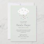 かわいい雲の赤ちゃんシャワー 招待状 (正面)