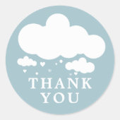かわいい雲の雨ハート赤ちゃんシャワーありがとう ラウンドシール (正面)
