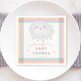 かわいい雲の雨滴 ジェンダーニュートラルベビーシャワー スタンダードカクテルナプキン