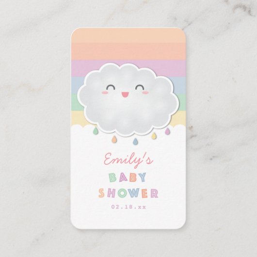 かわいい雲の雨粒ベビー用の赤ちゃんシャワー本 エンクロージャーカード (裏面)