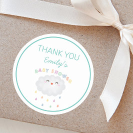 かわいい雲の雨粒男女兼用赤ちゃんシャワー ラウンドシール