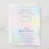 かわいい雲の雨粒男女兼用赤ちゃんシャワー 招待状 (正面)