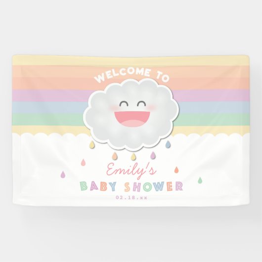 かわいい雲の雨粒男女兼用赤ちゃんシャワー 横断幕 (横)
