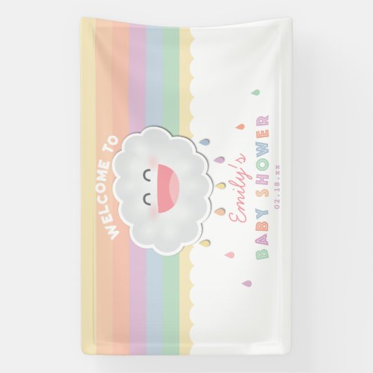 かわいい雲の雨粒男女兼用赤ちゃんシャワー 横断幕 (縦)