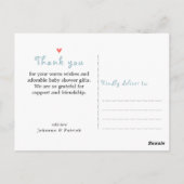 かわいい雲の雨 ハート 赤ちゃんのお披露目 お礼 ポストカード (裏面)