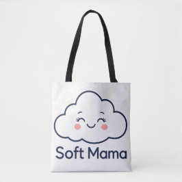 かわいい雲の「ソフトママ」ロゴデザイン トートバッグ