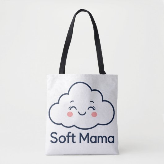 かわいい雲の「ソフトママ」ロゴデザイン トートバッグ (正面)