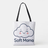 かわいい雲の「ソフトママ」ロゴデザイン トートバッグ (裏面)