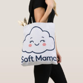 かわいい雲の「ソフトママ」ロゴデザイン トートバッグ (クローズアップ)