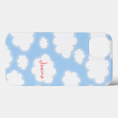 かわいい雲パターン青いピンクのパーソナライズな名前 Case-Mate iPhoneケース (裏面 (横))