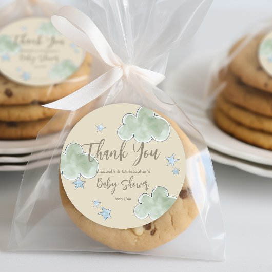 かわいい雲ムーンスターズ赤ちゃんシャワーニュートラルボーイ ラウンドシール