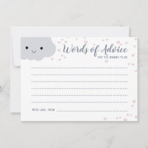 かわいい雲家族カップル赤ちゃんシャワーアドバイスカード