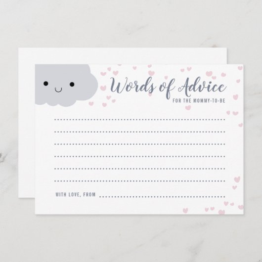 かわいい雲家族カップル赤ちゃんシャワーアドバイスカード アドバイスカード (正面/裏面)