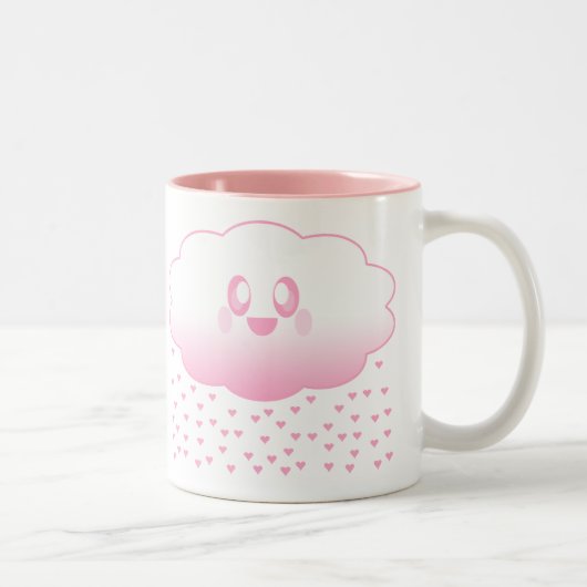かわいい雲雨ハート愛らしいスイート ツートーンマグカップ (右)