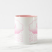 かわいい雲雨ハート愛らしいスイート ツートーンマグカップ (中央)