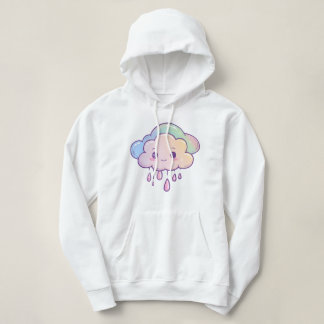 かわいい雲 レインボー カラフル 雨滴 パーカ