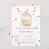 かわいい雲、星、甘いベビー赤ちゃんシャワー 招待状 (正面/裏面)