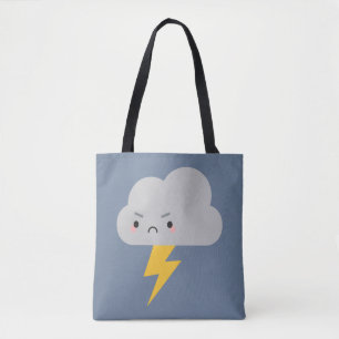 かわいい雷及び稲妻の雲 トートバッグ