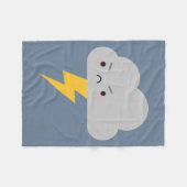 かわいい雷及び稲妻の雲 フリースブランケット (正面(横))