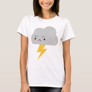 かわいい雷及び稲妻の雲 Tシャツ