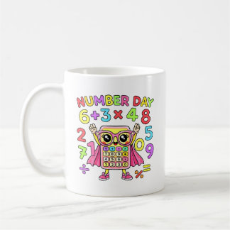 かわいい電卓キャラクターのナンバーデザイン コーヒーマグカップ