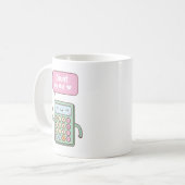 かわいい電卓マグカップ 「頼ってね」 コーヒーマグカップ (正面左)