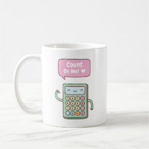 かわいい電卓マグカップ 「頼ってね」 コーヒーマグカップ