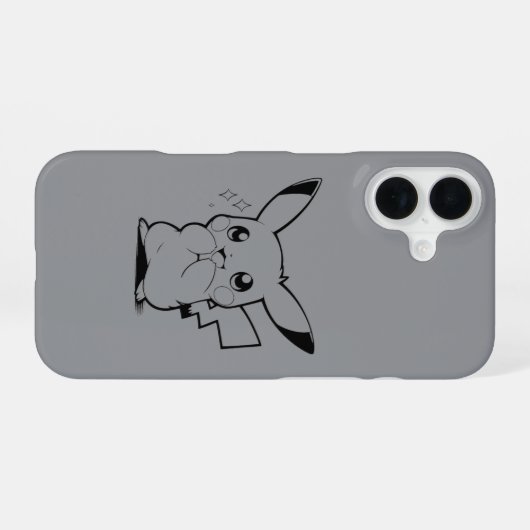 かわいい電気生物の線画デザイン iPhone 16ケース (裏面横)
