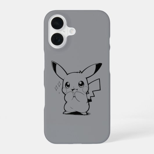 かわいい電気生物の線画デザイン iPhone 16ケース (裏面)