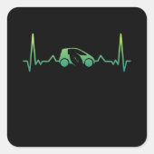 かわいい電気自動車のハートビートギフトEV スクエアシール (正面)