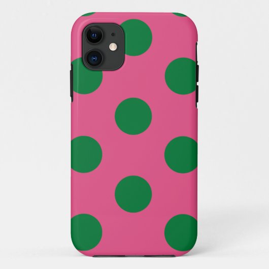かわいい電話ケース水玉模様ピンク&グリーン Case-Mate iPhoneケース (裏面)