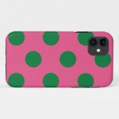 かわいい電話ケース水玉模様ピンク&グリーン Case-Mate iPhoneケース (裏面(横))