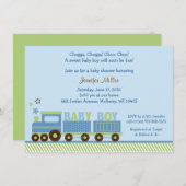 かわいい電車のベビーシャワー 招待状 (正面/裏面)