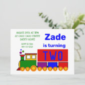 かわいい電車の男の子の誕生日 招待状 (スタンド正面)